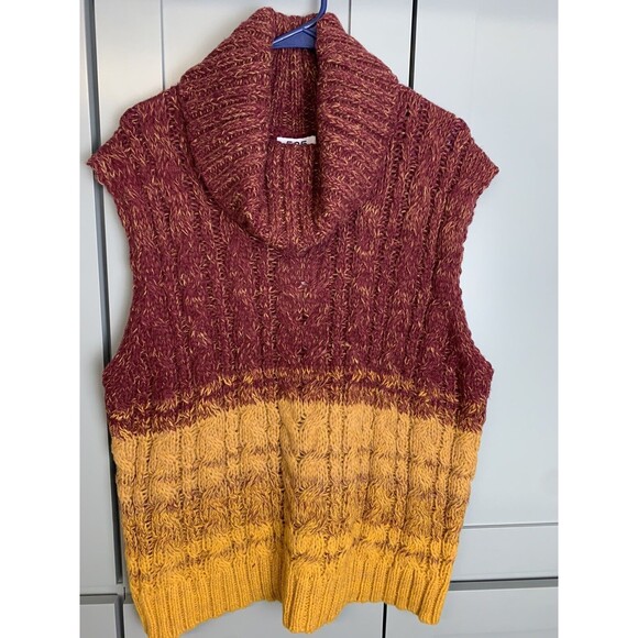 525‎ America Women Sweater Sleeveless Large Ombre Turtleneck cable knit - Picture 3 of 5